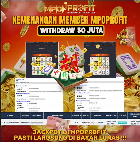 MPOPROFIT JACKPOT SLOT PGSOFT! KEMENANGAN MURNI DI (MAHJONG WAYS TOTAL RP 50.000.000,- LUNAS)